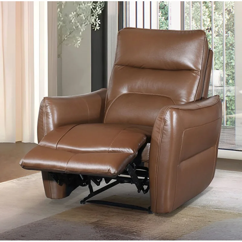 Terentius Modern Leather Power Reclining Chair Caramel Brown