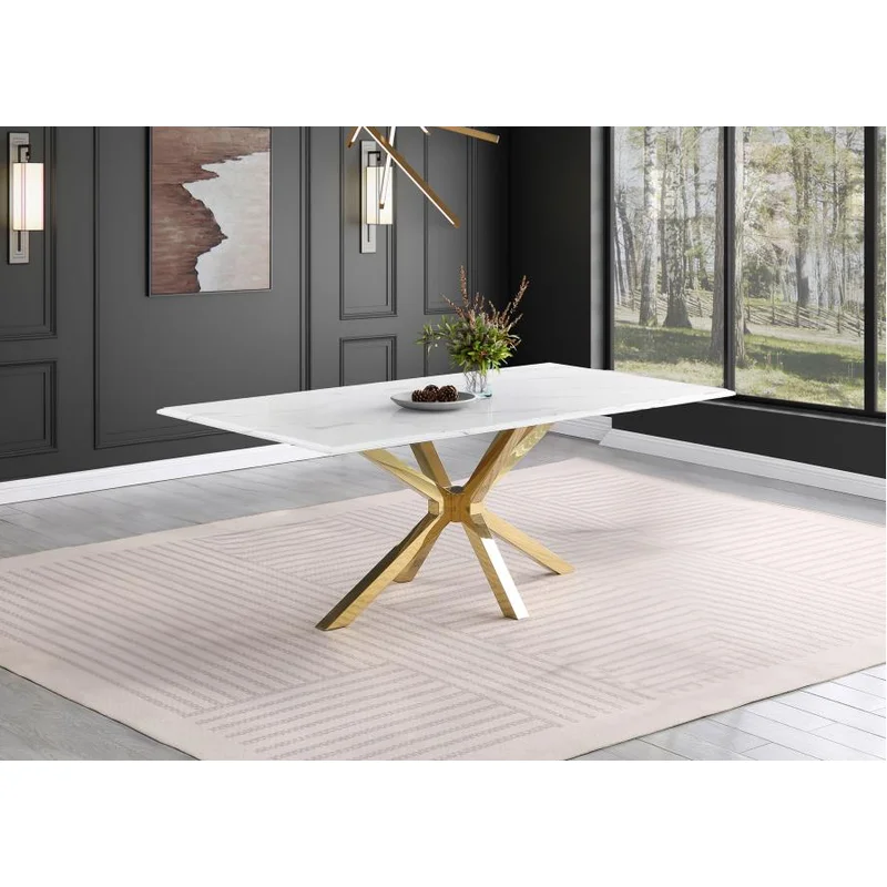 Venera Rectangular 79-inch Faux Marble Dining Table White
