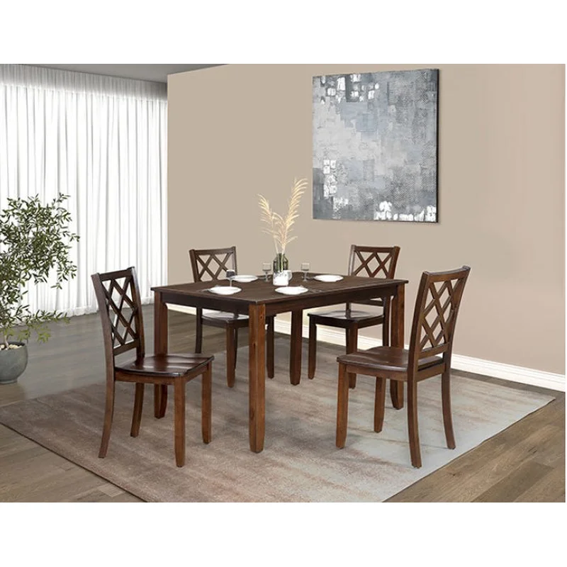 Yamhill 5PC Transitional Wooden Dining Set - Dark Cherry
