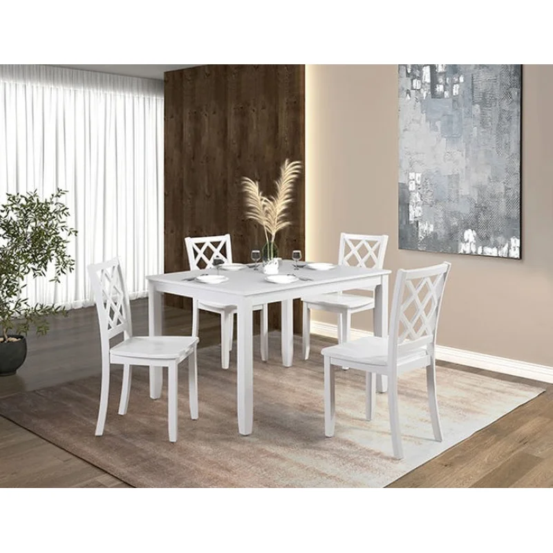 Yamhill 5PC Transitional Wooden Dining Set - White