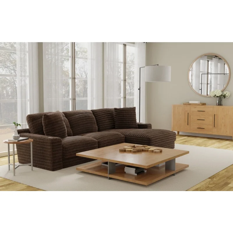 3045 Oyster Corduroy Sectional - Brown