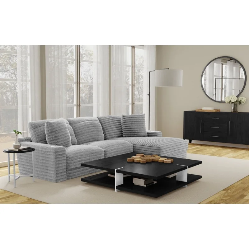 3045 Oyster Corduroy Sectional - Gray