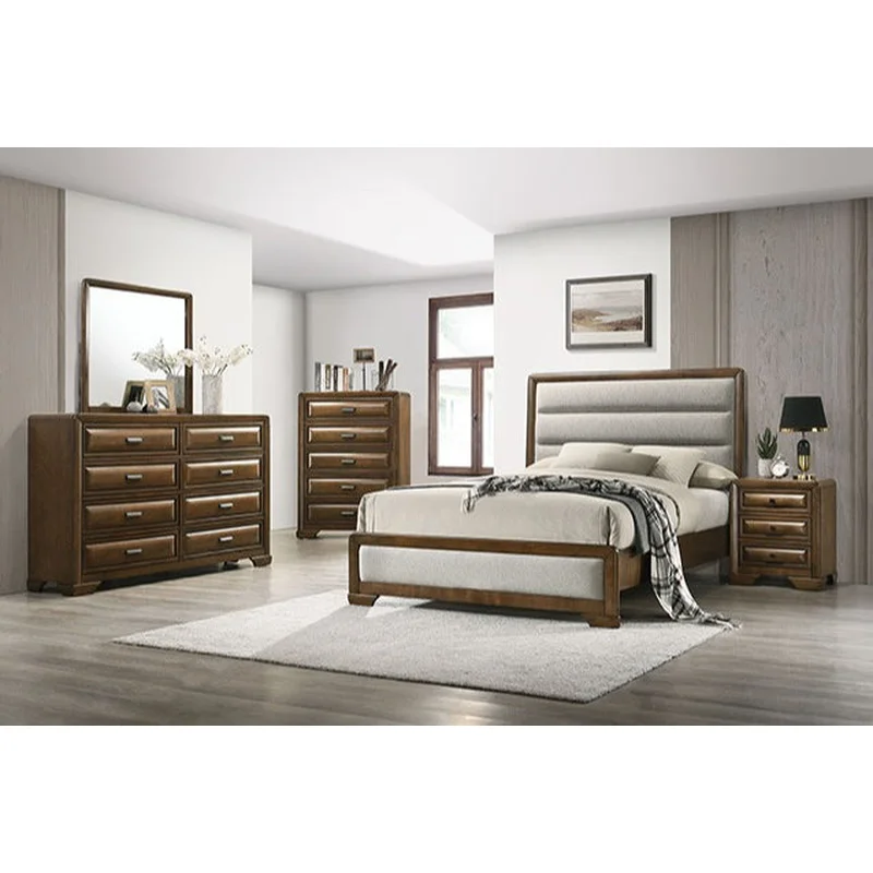 Caerwys 4-Piece Transitional King Bedroom Set - Brown & Light Gray