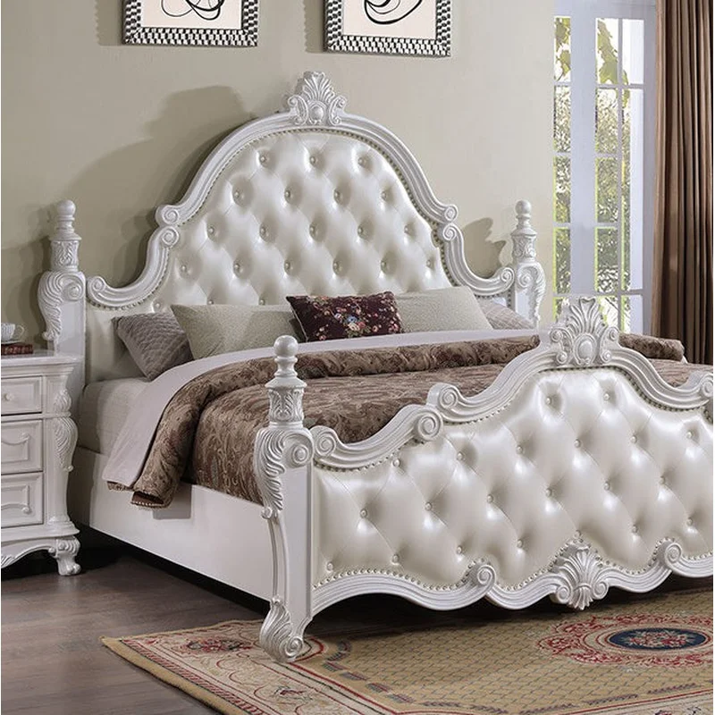 Cremona Traditional King Poster Bed - Pearl White
