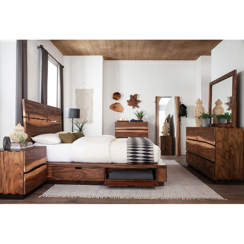 Winslow 4-piece Eastern King Bedroom Set Smokey Walnut SMOKED WALNUT