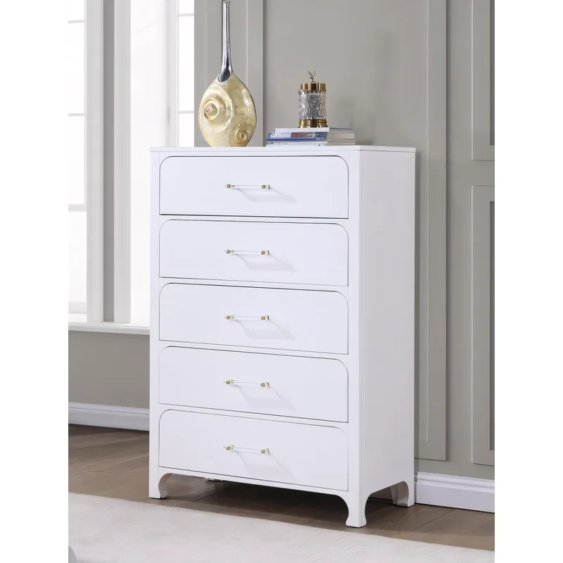 Anastasia 5-drawer Chest - Pearl White