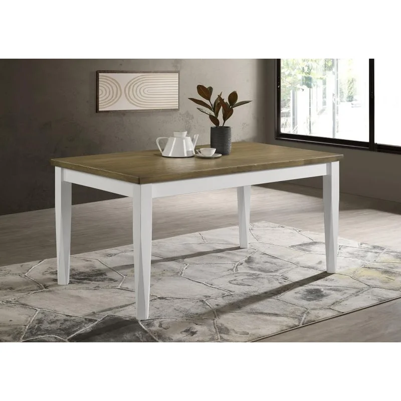 Appleton Rectangular Wood Dining Table Brown Brushed and White
