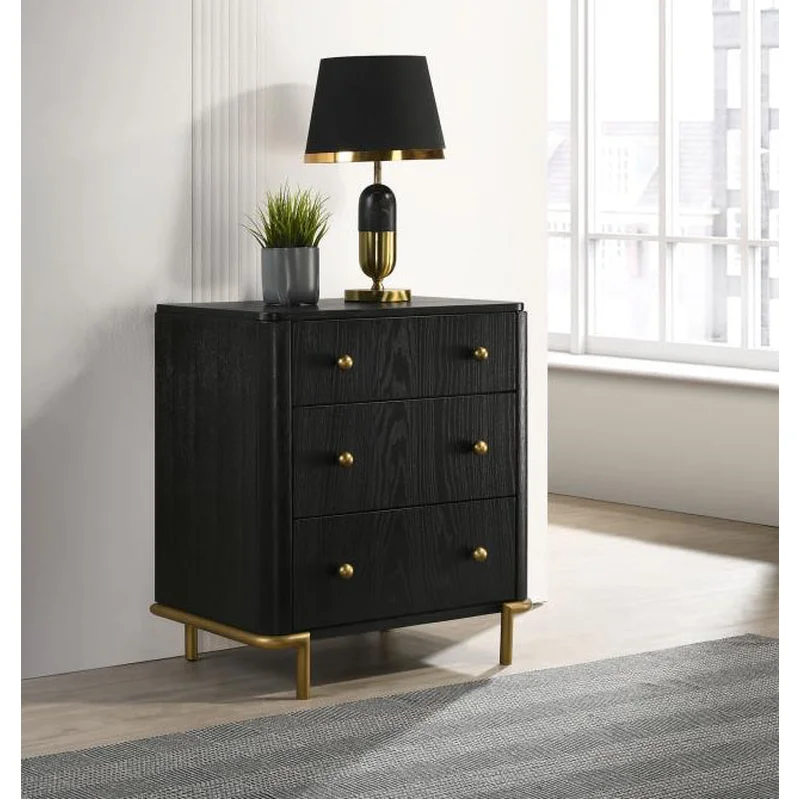 Arini 3-drawer Nightstand Black