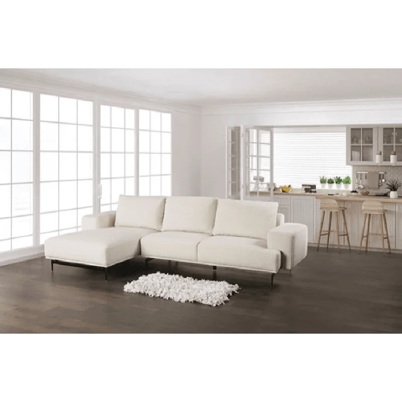 Baerum Contemporary Chenille Sectional - White