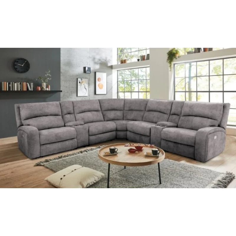 Apostolos Transitional Upholstered Power Sectional - Light Gray