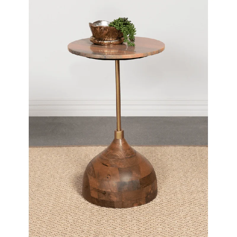 Colima Round Wood Top Side Table Peach
