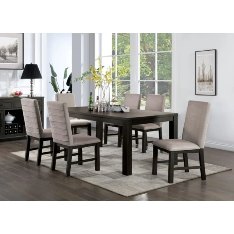 Umbria Transitional 7-Piece Dining Set - Antique Black & Gray
