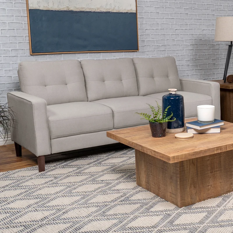 Bowen Upholstered Track Arm Tufted Sofa Beige