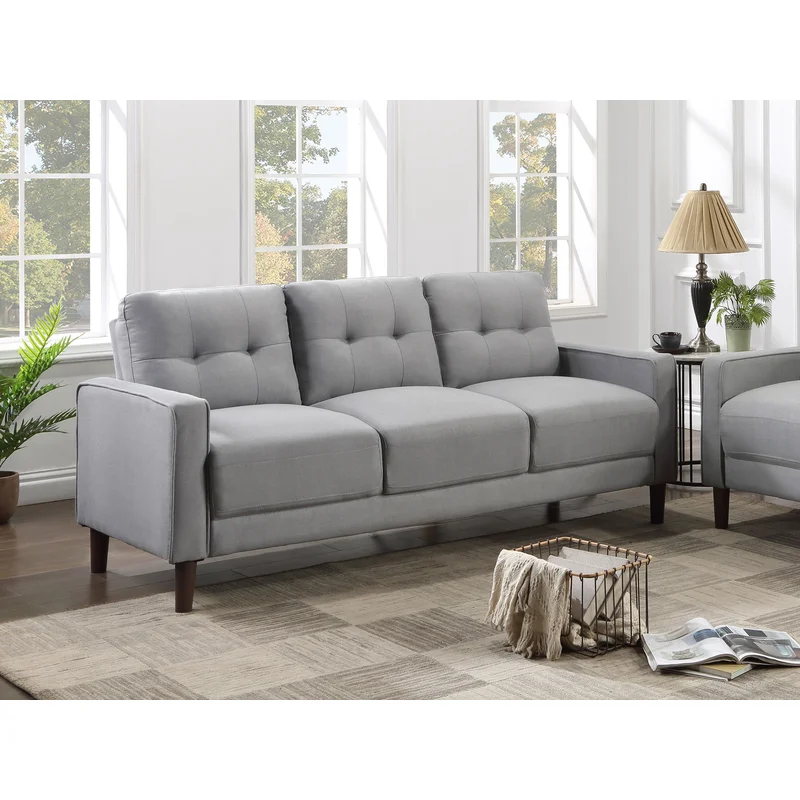 Bowen Upholstered Track Arm Tufted Sofa Grey