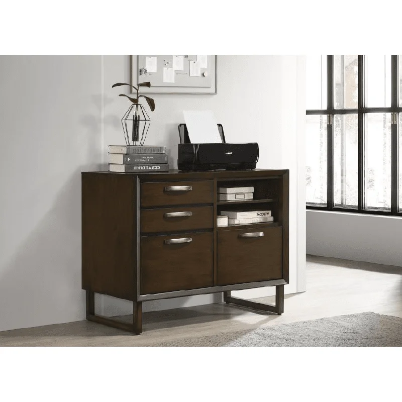 Marshall 4-drawer File Cabinet Dark Walnut and Gunmetal