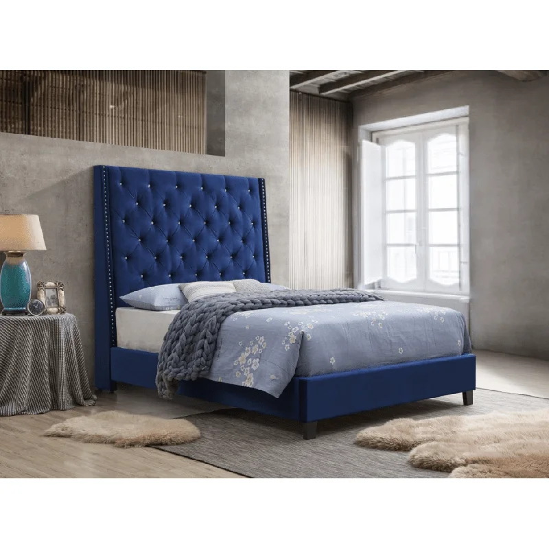 CM5265 Chantilly Tufted Upholstered Bed in Blue Linen