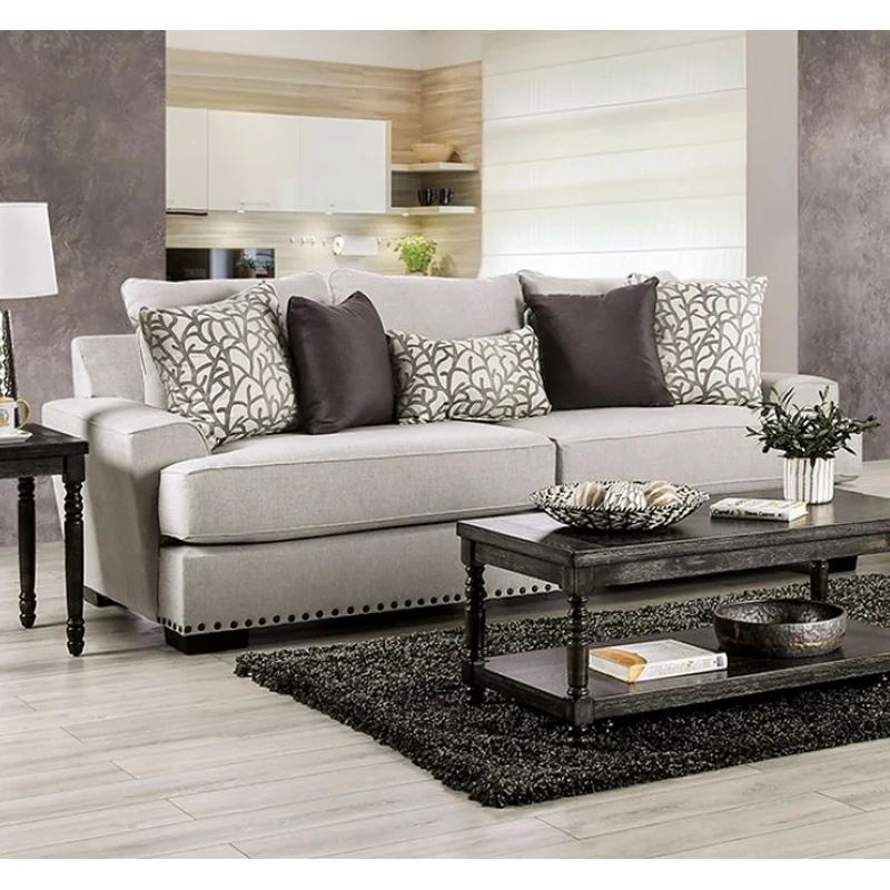 Picotee Sofa in Light Gray Linen - Furniture of America