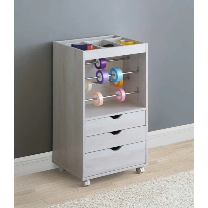 3-Drawer Storage Cabinet With Caters White Oak
