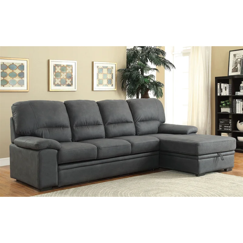 Alcester Sectional W- Convertible Bed in Graphite