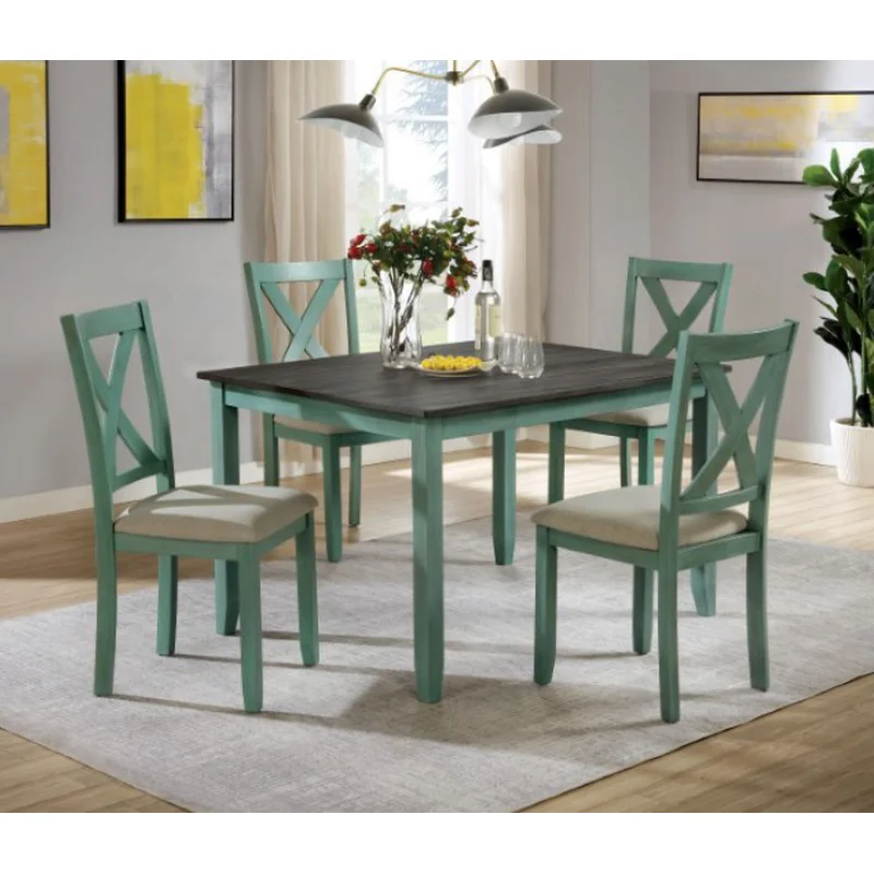 Anya Dining Set in Distressed Teal