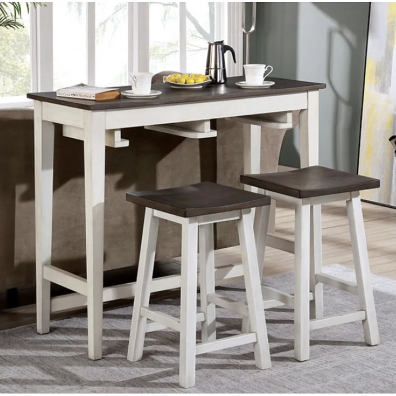 Elinor 3 Piece Bar Seat Bar Set in White Trim