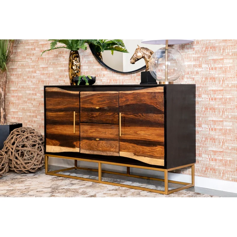 Zara 2-door 57-inch Wood Accent Storage Cabinet Black Walnut