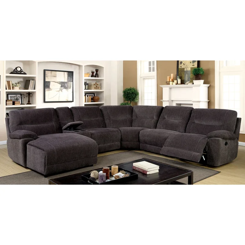 Zuben Plush Chenille Upholstered Reclining Sectional