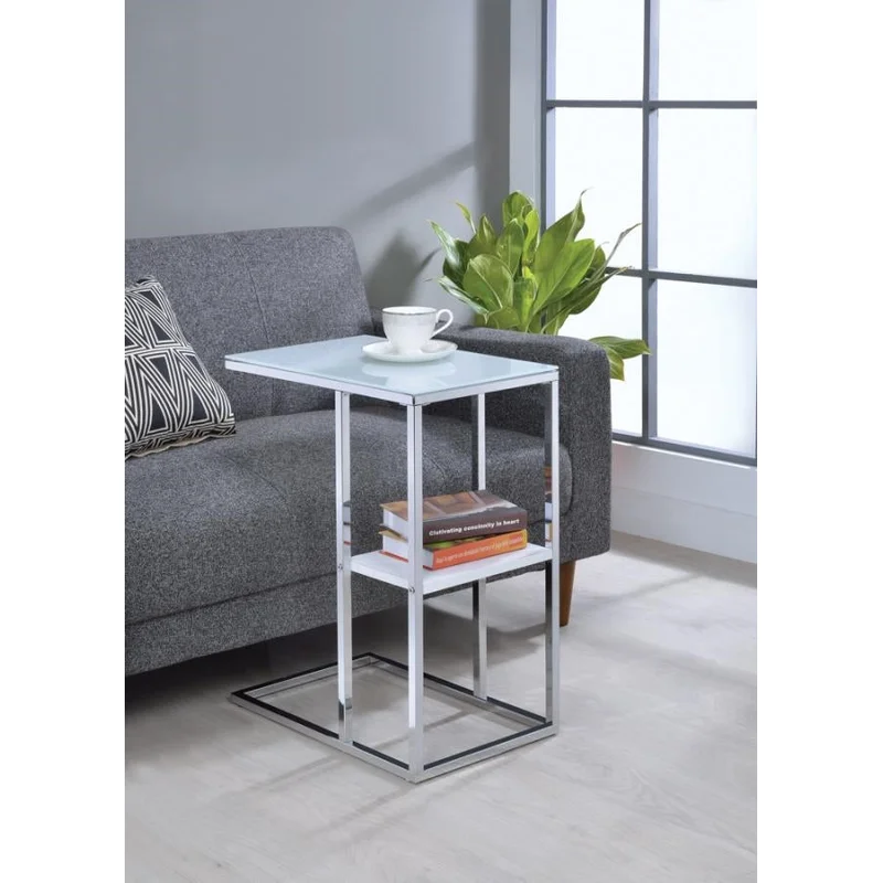 1-Shelf Accent Table Chrome & White