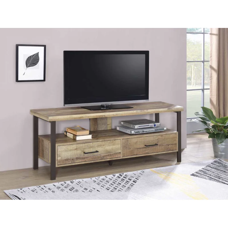 59" 2-Drawer TV Console Weathered Pine