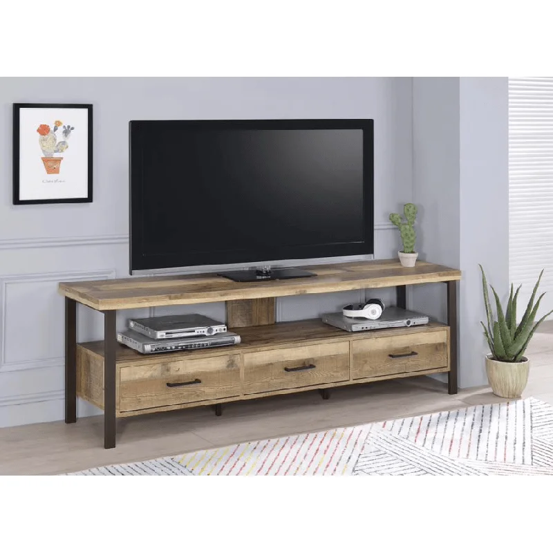 71" 3-Drawer TV Console Weathered Pine