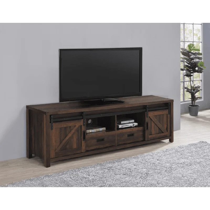 Rectangular TV Console with 2 Sliding Doors
