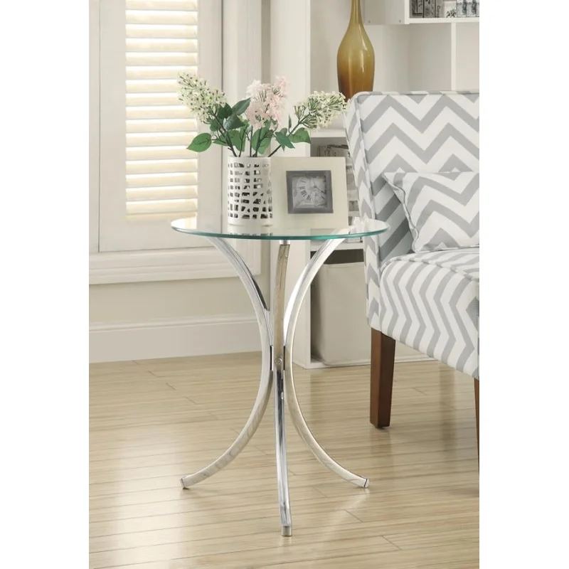 Round Accent Table With Curved Legs Chrome