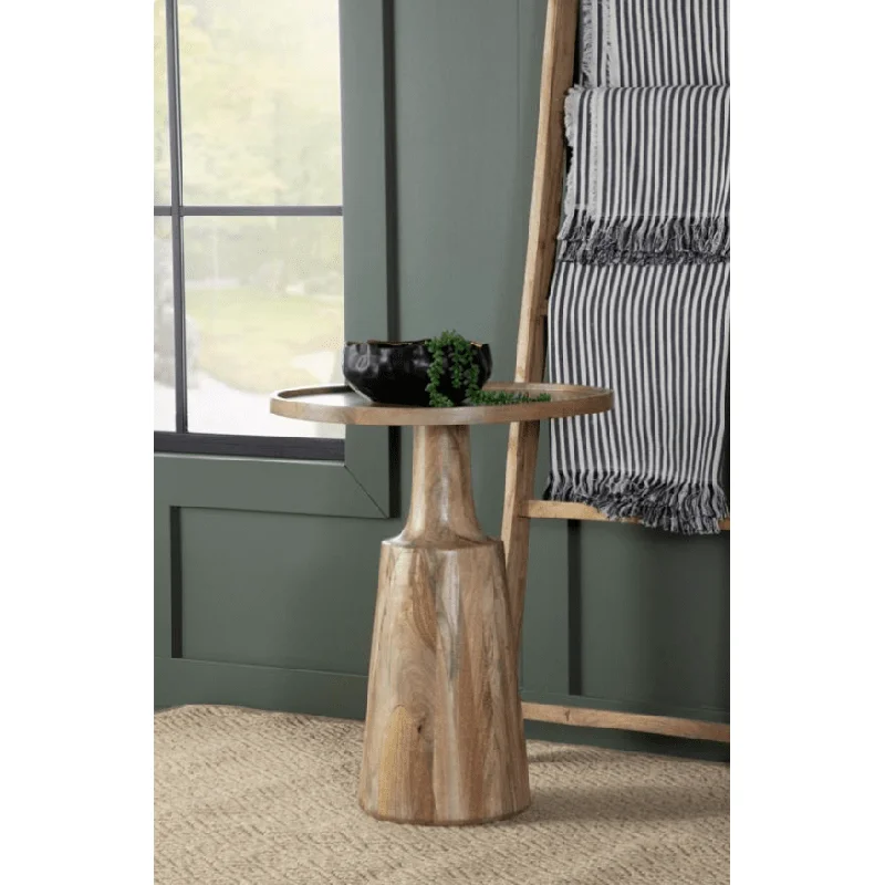 Round Pedestal Accent Table in Natural
