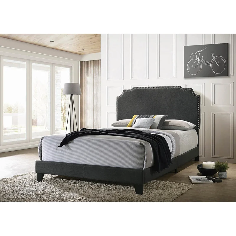 Alva Gray Upholstered Queen Bed