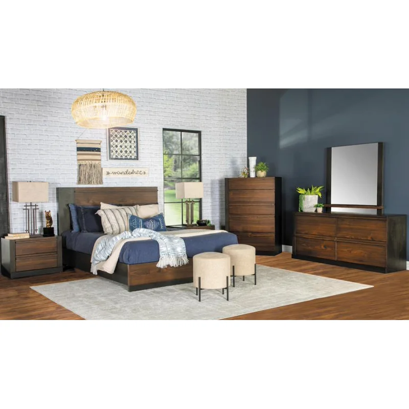 Azalia King Rectangular Bed Black and Walnut