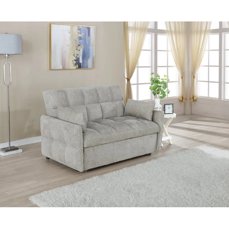 Cotswold Upholstered Convertible Sleeper Sofa Bed Light Grey