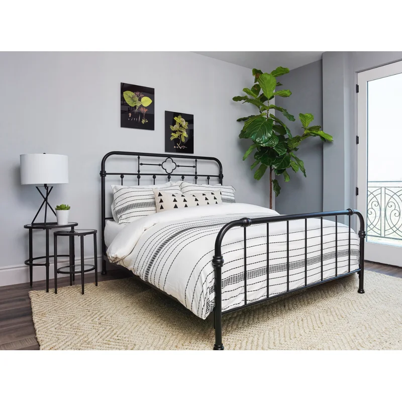 Packlan Eastern King Metal Panel Bed Matte Black