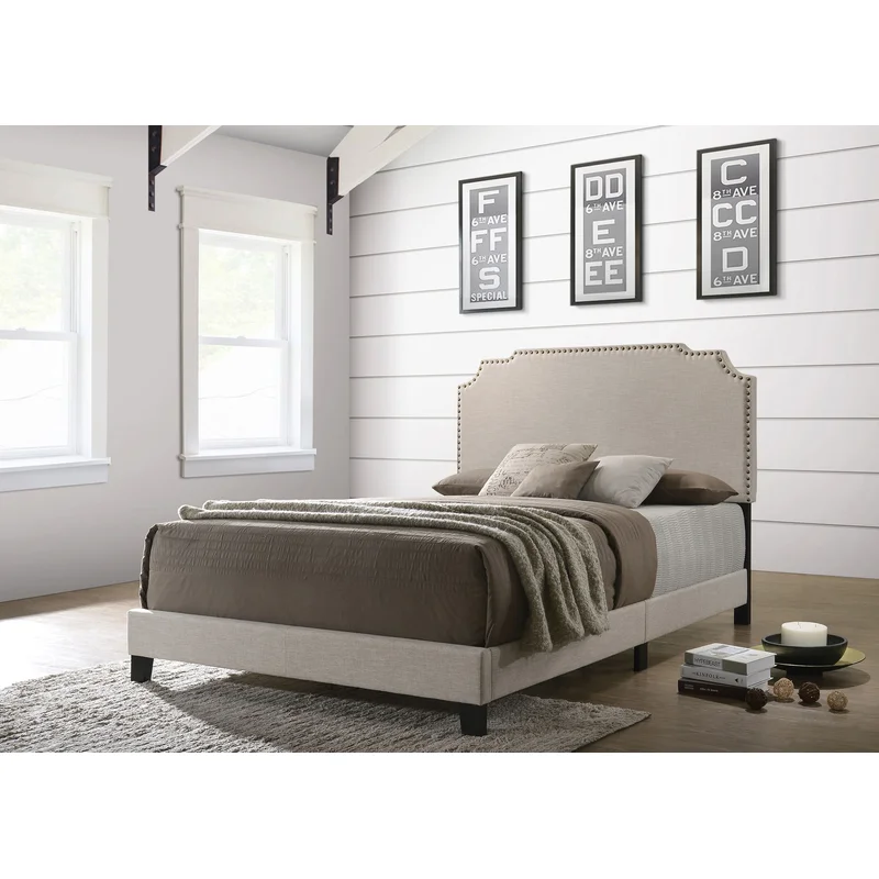 Tamarac Upholstered Eastern King Panel Bed Beige