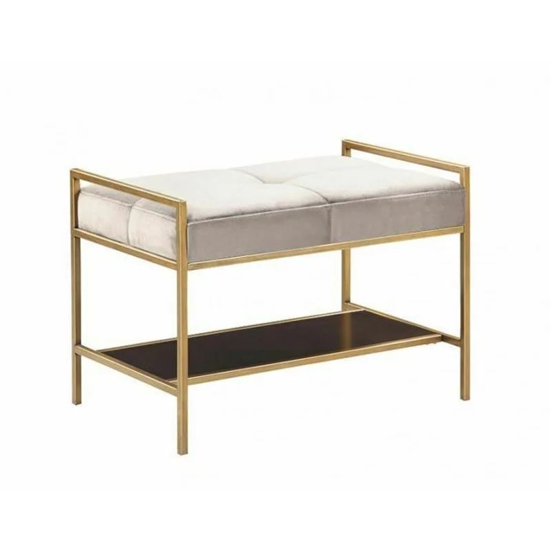 Warm Grey Velvet Stool