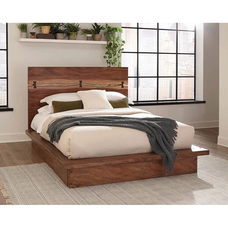 Winslow Live Edge King Platform Bed in Smokey Walnut