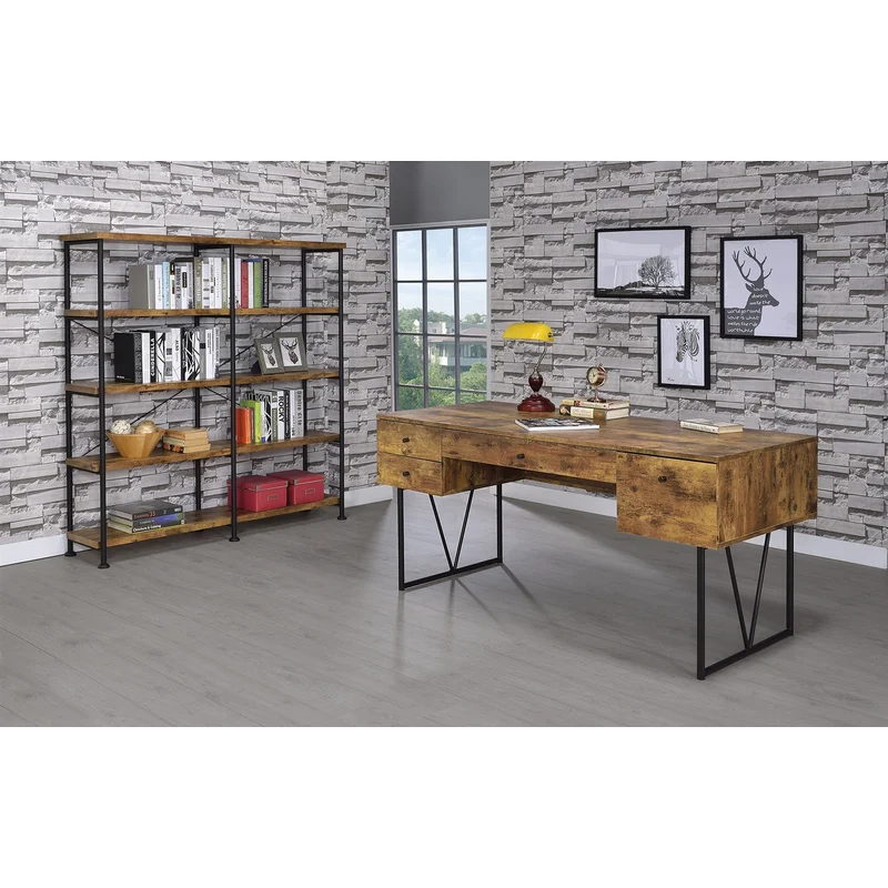 Barrit Weathered Worker Rustic Industrial Writing Desk