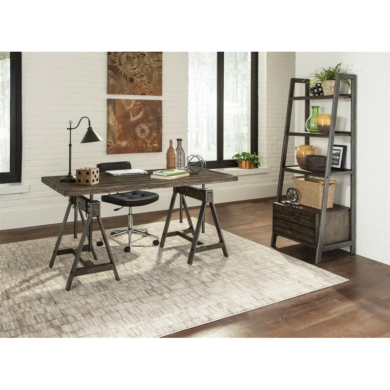Delmar Adjustable Height Desk in Wire-Brushed Cognac