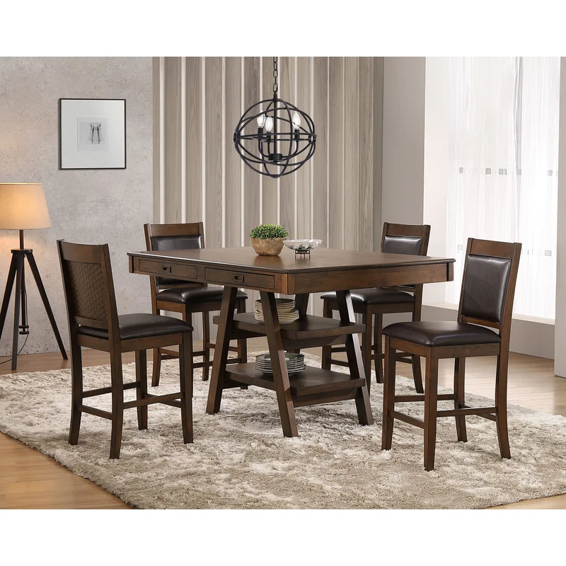 Dewey 5-piece Rectangular Dining Table Set Walnut BROWN