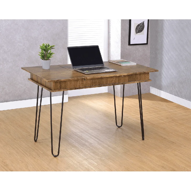 Sheeran Writing Desk With 4 Hidden Storages Rustic Amber