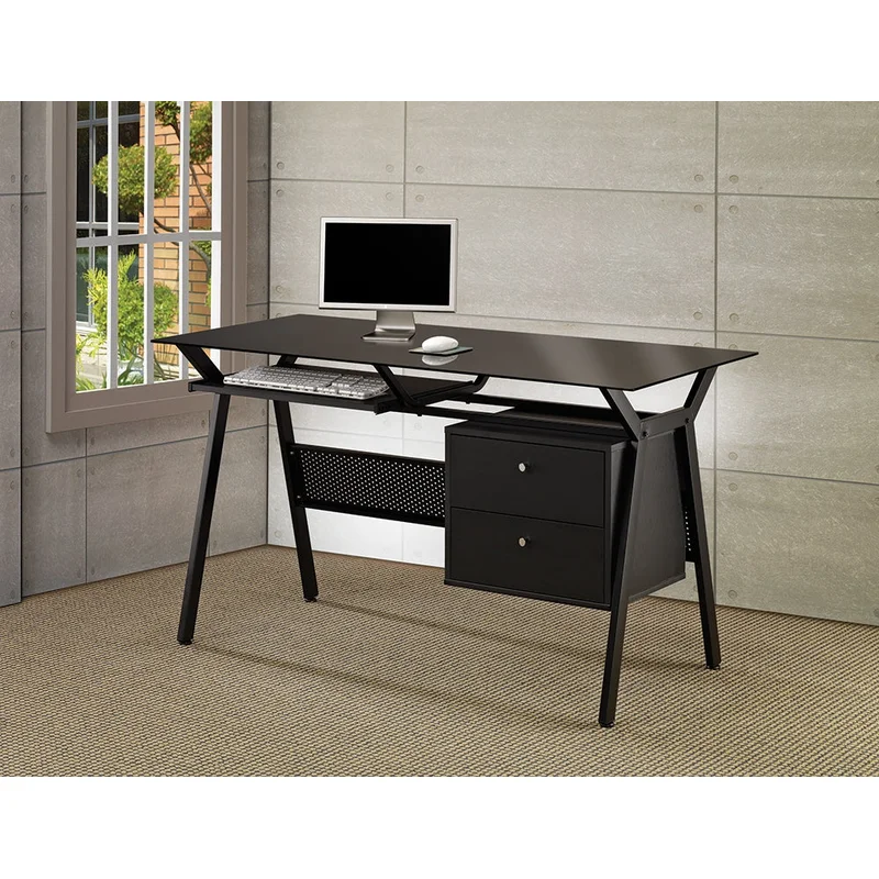 Weaving 2-Drawer Black Computer Desk