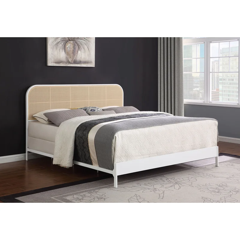 Amherst Radio Weave Rattan & Metal King Bed White