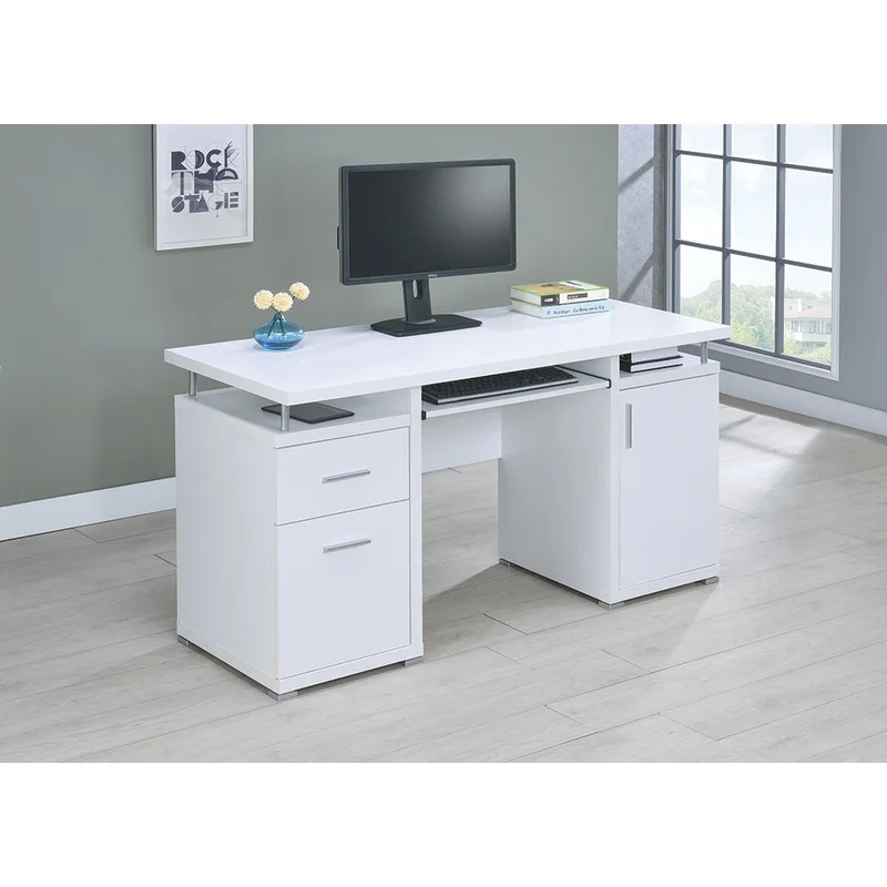 Tracy 2-Drawer White Finish Computer Desk