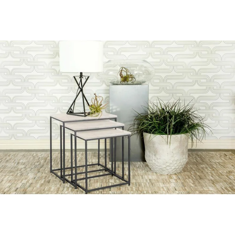 Caine 3-piece Nesting Table with Marble Top