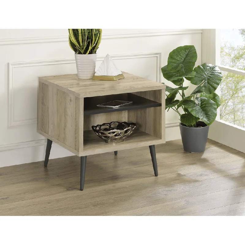 Welsh Square Engineered Wood End Table With Shelf Antique Pine and Grey