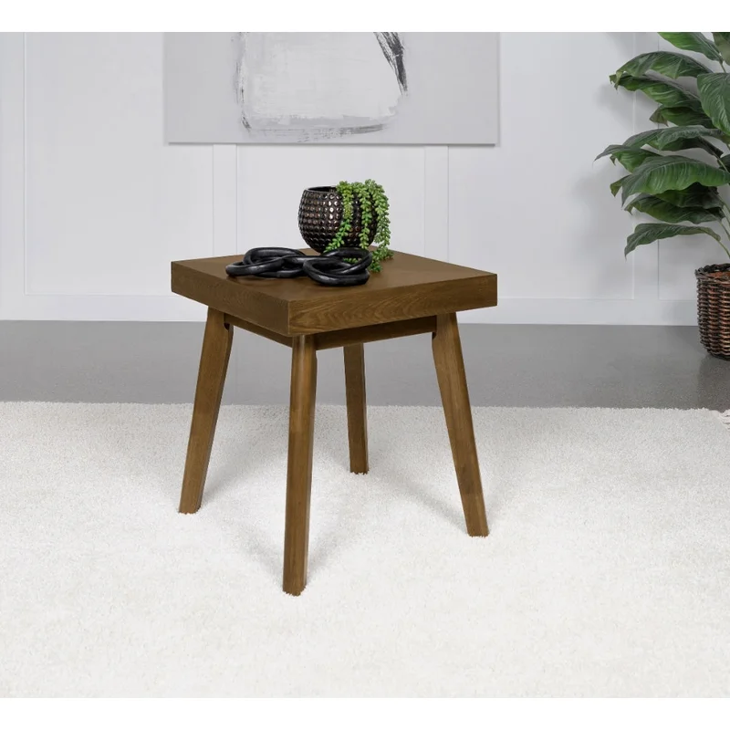 Westerly Square Wood End Table With Diamond Parquet Walnut